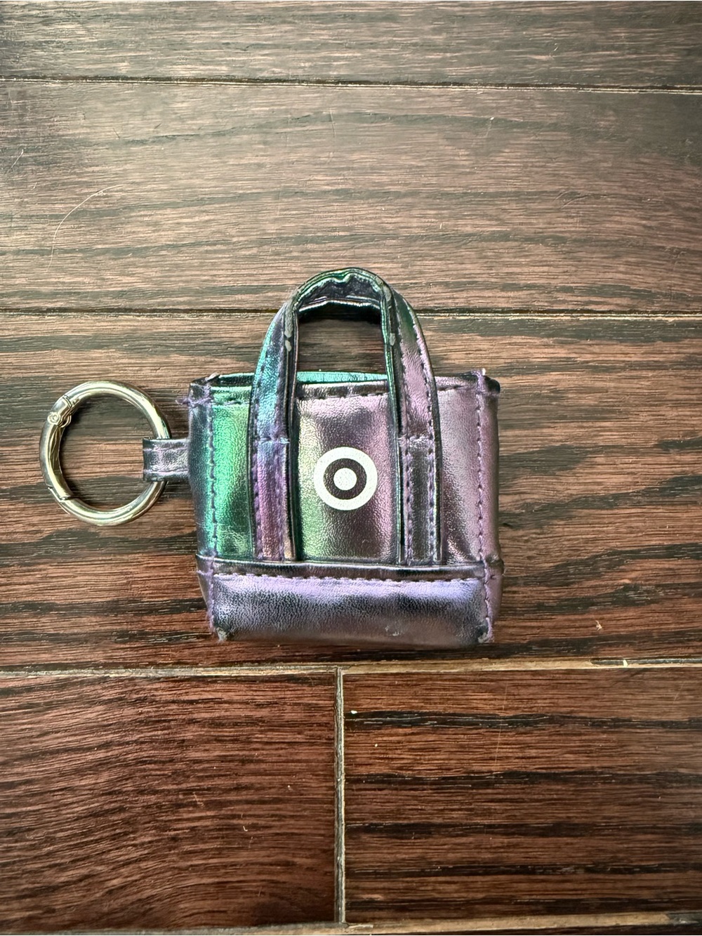 Target Iridescent Mini Tote Keychain in Purple and Green